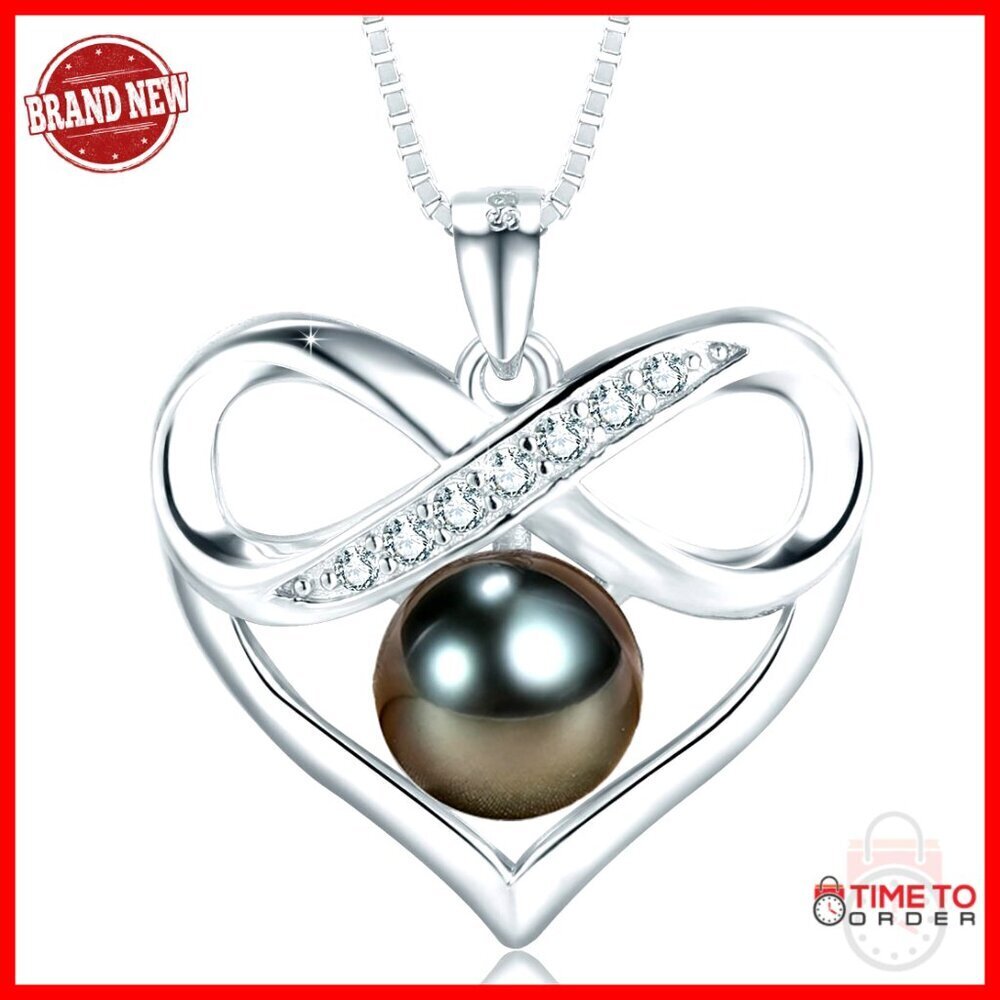 Pearl Heart Pendant Necklace 18K Gold Plated Sterling Silver Women's Jewelry